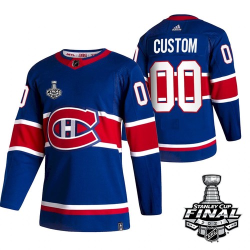 Men's Montreal Canadiens Customized 2021 Blue Stanley Cup Final Stitched Jersey